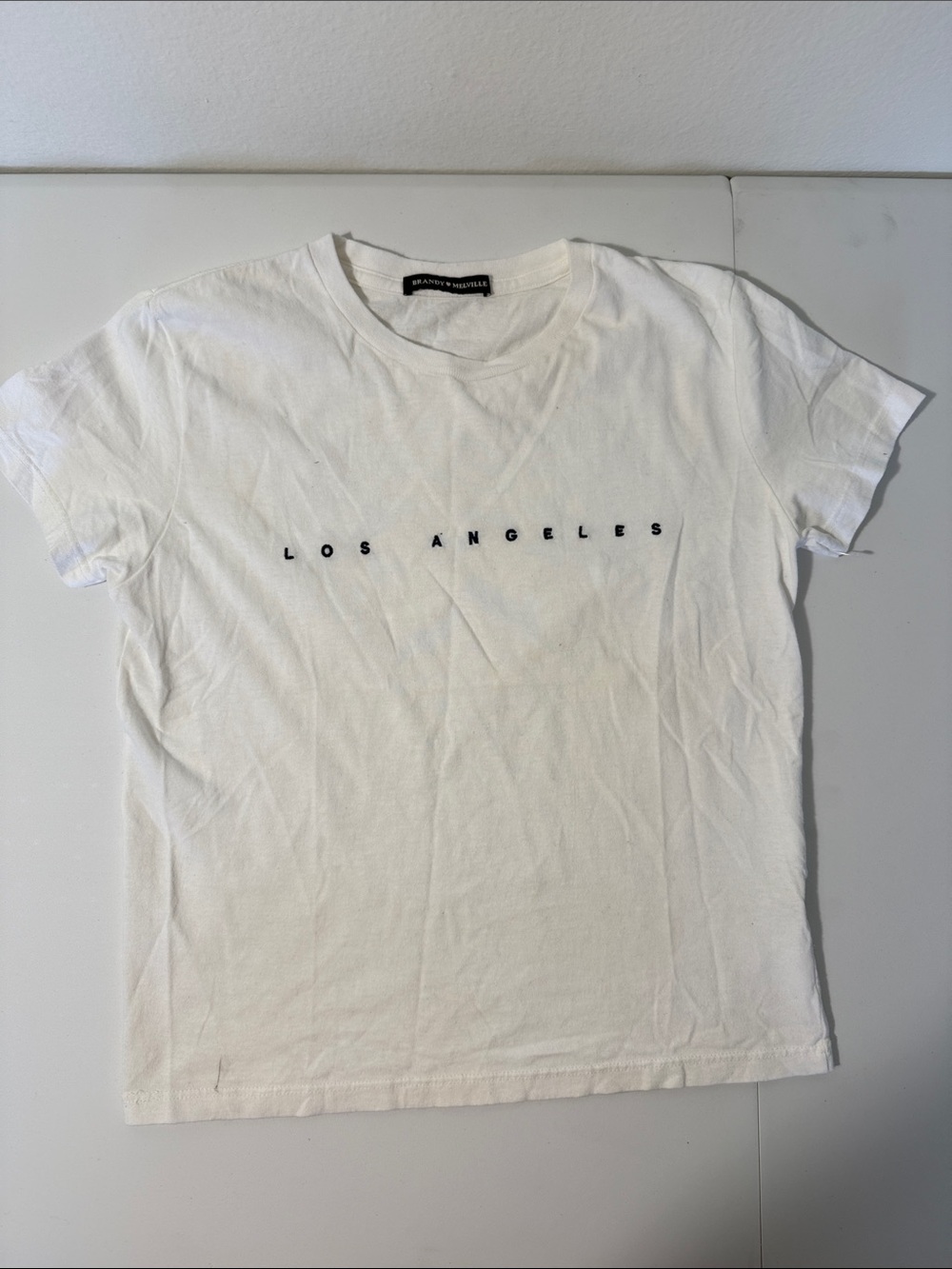 Brandy Melville White Tee with Black 'LOS ANGELES' Text 100% cotton Sz Xs